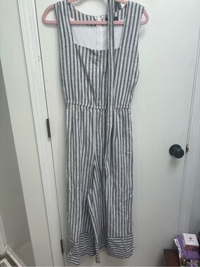 Lane Bryant Black and White Striped Jumpsuit